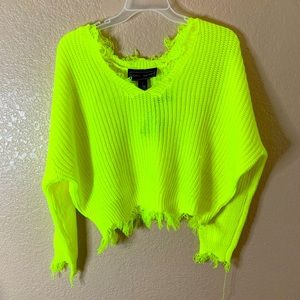 BRAND NEW!! Neon yellow crochet sweater